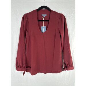 ModCloth Long Sleeve Top Blouse Womens‎ Size XS Solid Burgundy Casual New